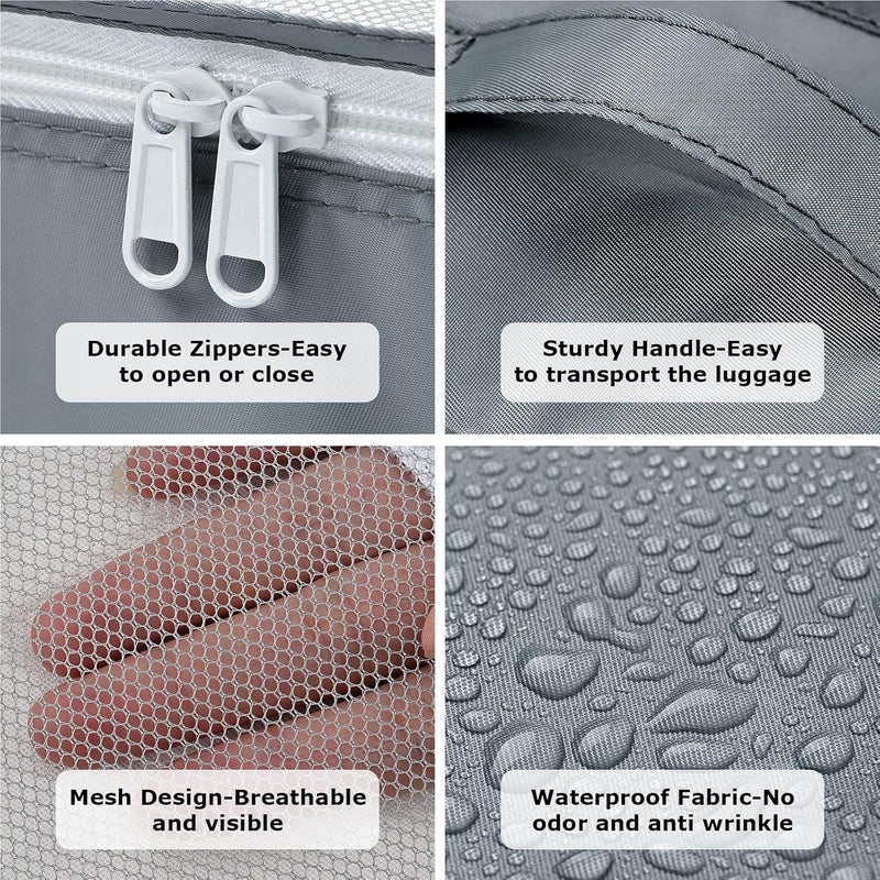 Easortm Packing Cubes for Travel - 9-Piece Luggage Packing Cubes for Suitcases Lightweight, Fits Carry-On Wrinkle-Free Mesh Bags for Efficient Travel Organization (Gray) - Image 4